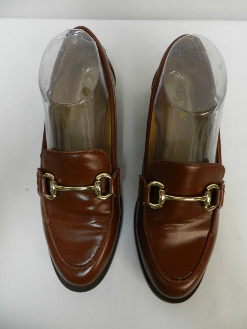 J. Crew Vintage Size 7 Leather Horse-bit gold-tone brown Loafers flats slides 7 - Picture 4 of 15